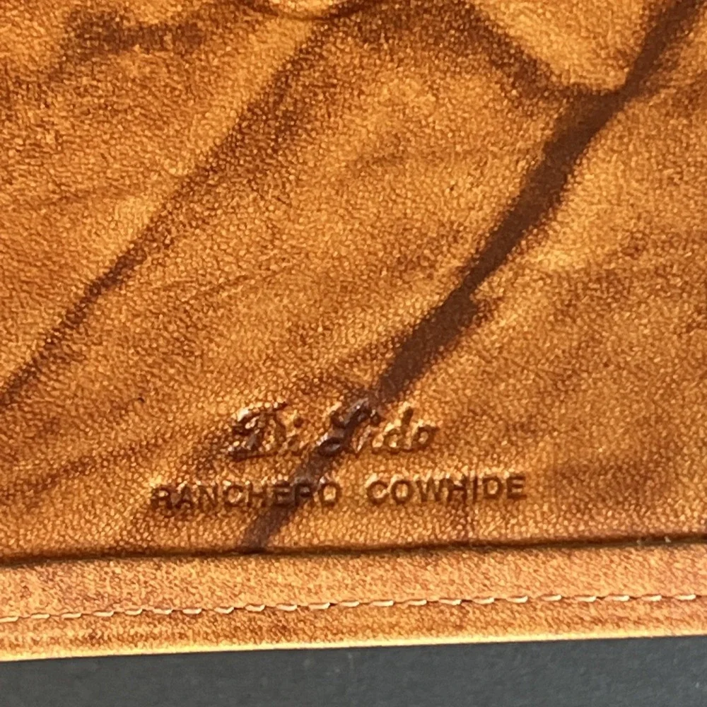 VTG Di Lido Ranchero Cowhide Leather Men's Bifold Wallet Double Kisslock Brown